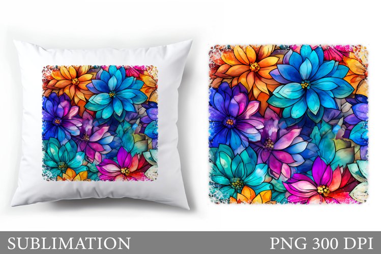 Flowers Pillow Sublimation. Wildflowers Sublimation example image 1