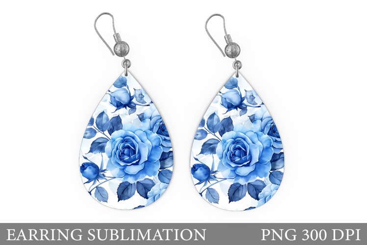 Roses Earring Sublimation. Flowers Teardrop Earring