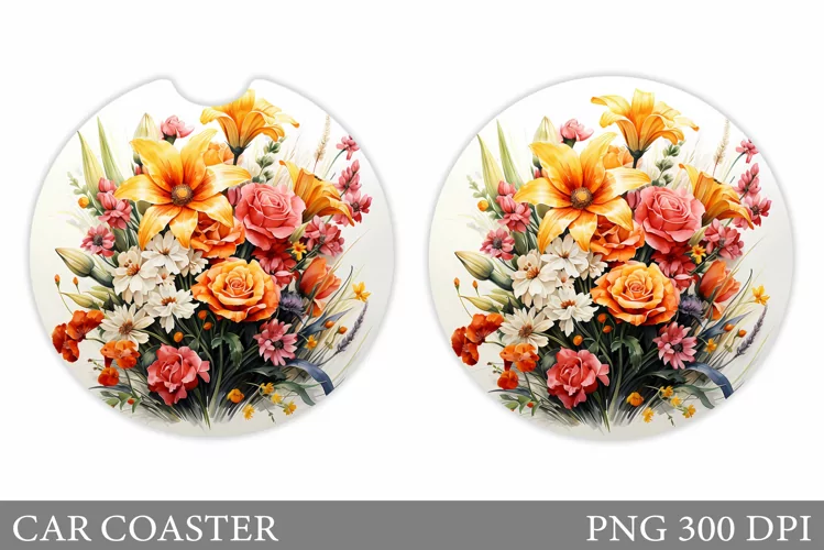 Flowers Car Coaster Design. Flowers Car Coaster Sublimation