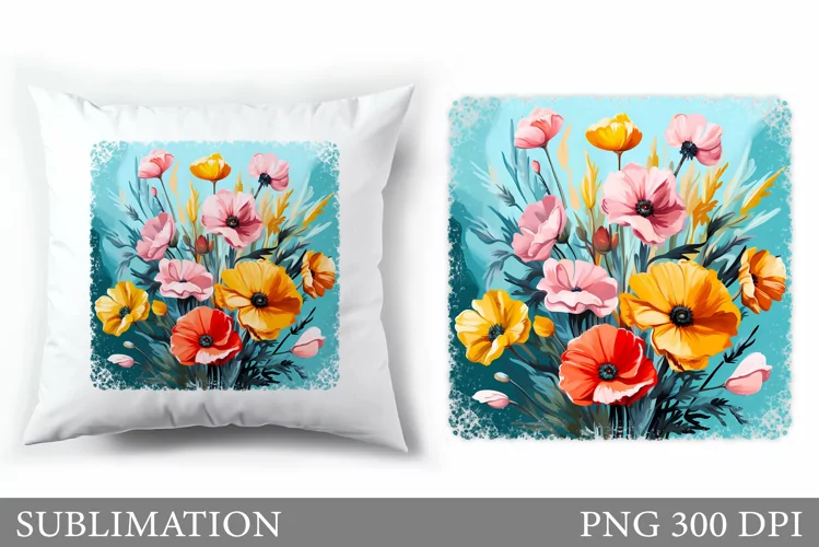Flowers Pillow Sublimation. Summer Sublimation
