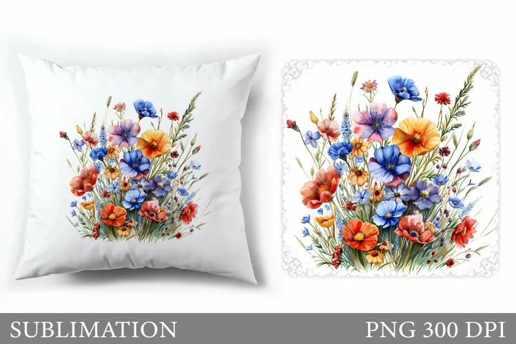Floral Sublimation. Flowers Pillow Sublimation