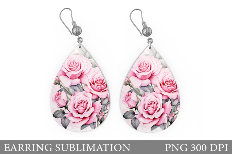 Roses Teardrop Earring Design. Roses Earring Sublimation