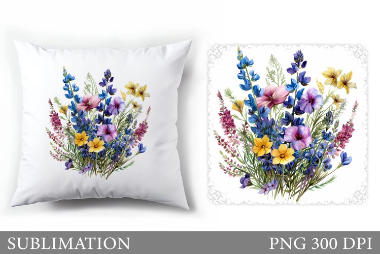 Flowers Sublimation. Wildflowers Pillow Sublimation