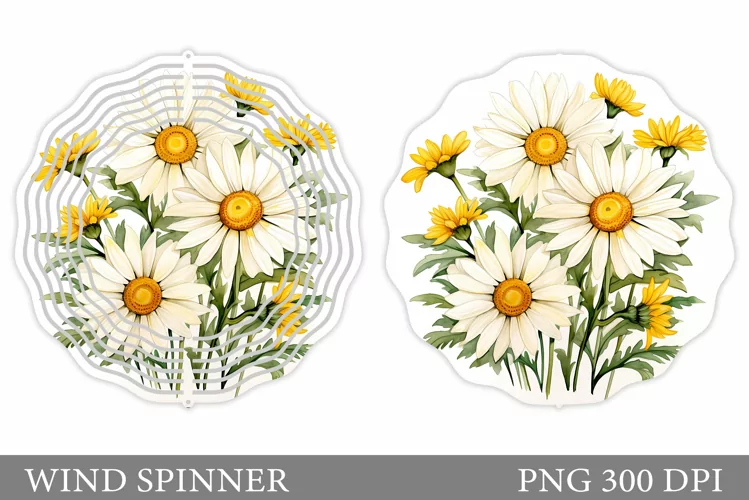 Daisy Flowers Wind Spinner. Floral Wind Spinner Design