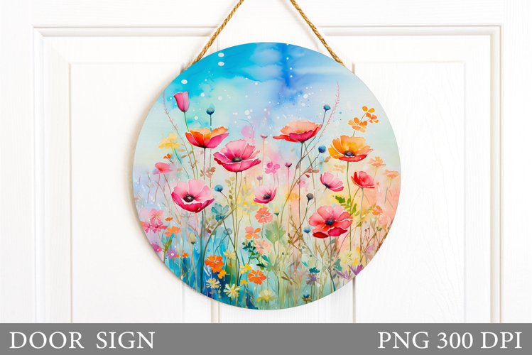 Wildflowers Door Sign. Flowers Door Sign Design example image 1