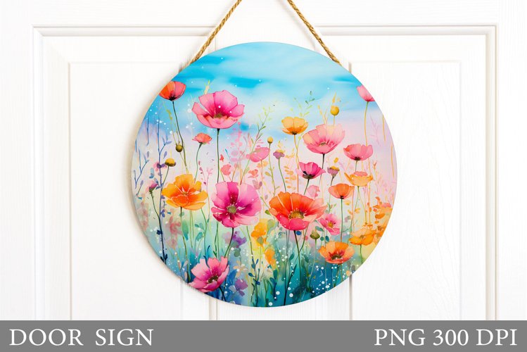 Flowers Door Sign Design. Wildflowers Door Sign Sublimation