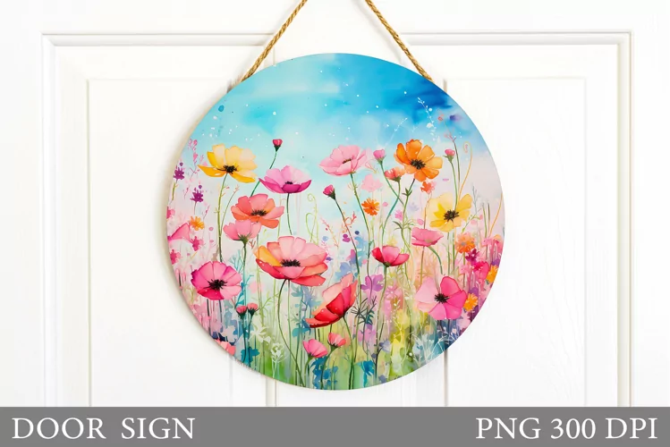 Wildflowers Door Sign Sublimation. Flowers Door Sign Design