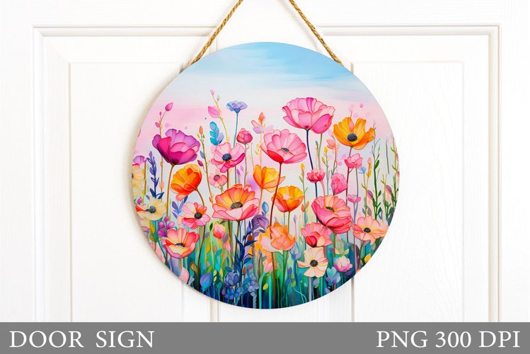 Wildflowers Door Sign Sublimation. Flowers Door Sign Design