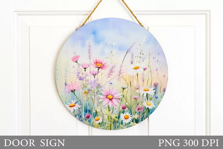 Flowers Door Sign Design. Wildflowers Sublimation