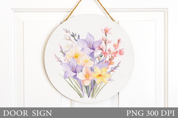 Floral Door Sign Sublimation. Flowers Door Sign Design
