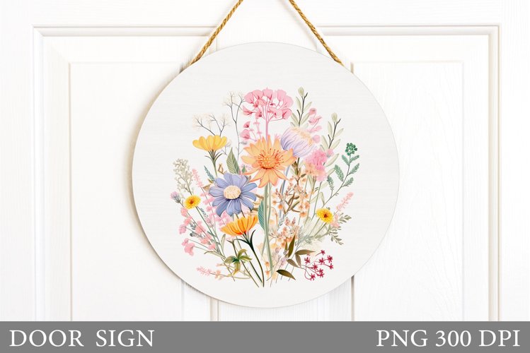 Wildflowers Door Sign Sublimation. Flowers Door Sign Design