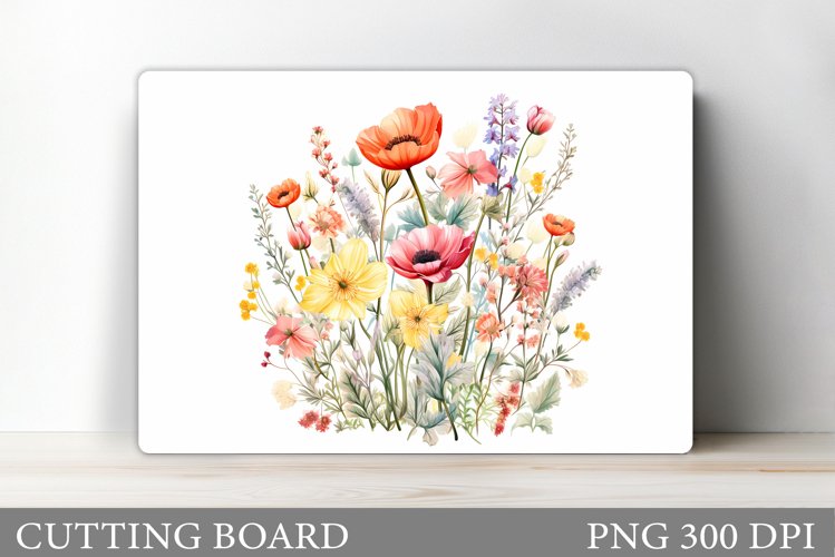 Flowers Cutting Board Sublimation. Wildflowers Cutting Board example image 1