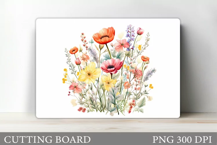 Flowers Cutting Board Sublimation. Wildflowers Cutting Board