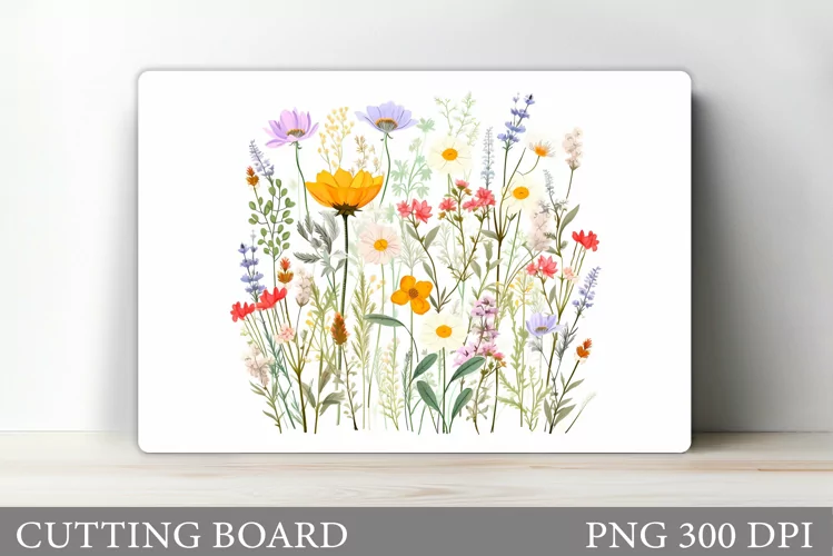Wildflowers Cutting Board. Flowers Cutting Board Sublimation