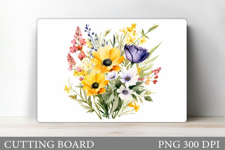 Flowers Cutting Board Sublimation. Wildflowers Cutting Board example image 1