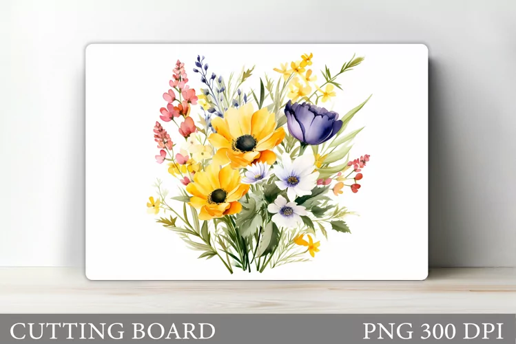 Flowers Cutting Board Sublimation. Wildflowers Cutting Board