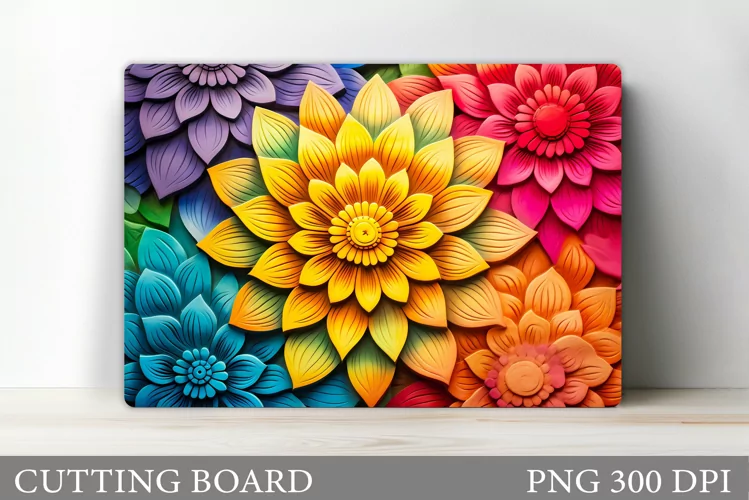 3D Flowers Cutting Board. Kitchen Cutting Board Sublimation