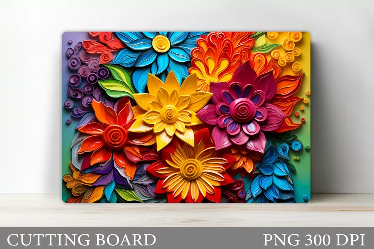 3D Flowers Cutting Board. Flowers Kitchen Cutting Board