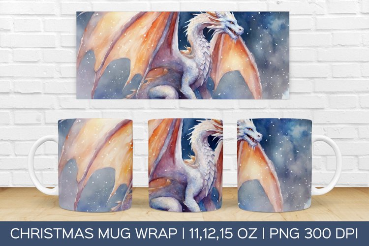 Christmas Dragon Mug Wrap | Christmas Sublimation Design