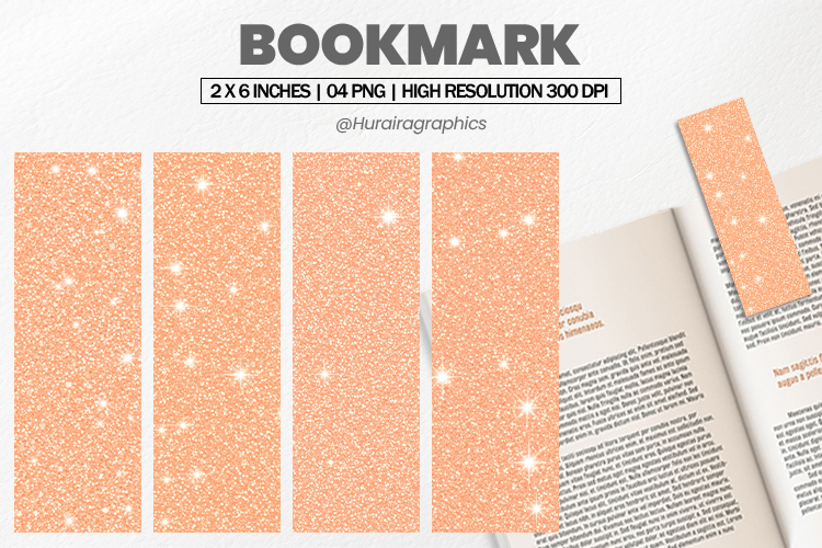 Peach Glitter Bookmark PNG, Bookmark Sublimation