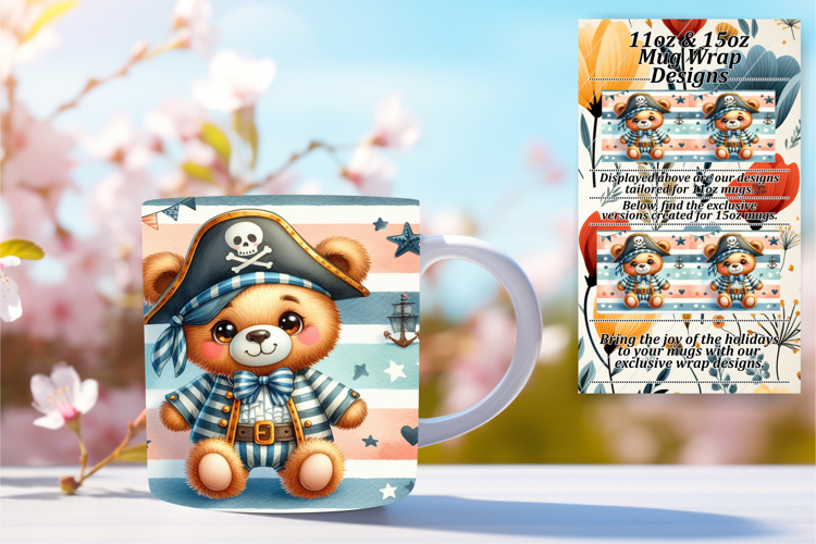 Funky 11oz Mug Wrap Png Artwork , Teddy Bear