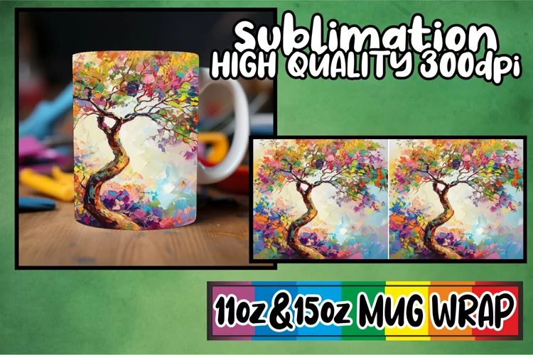 Tranquil Blossoms Mug Sublimation Wrap - Sublimation 11oz 15