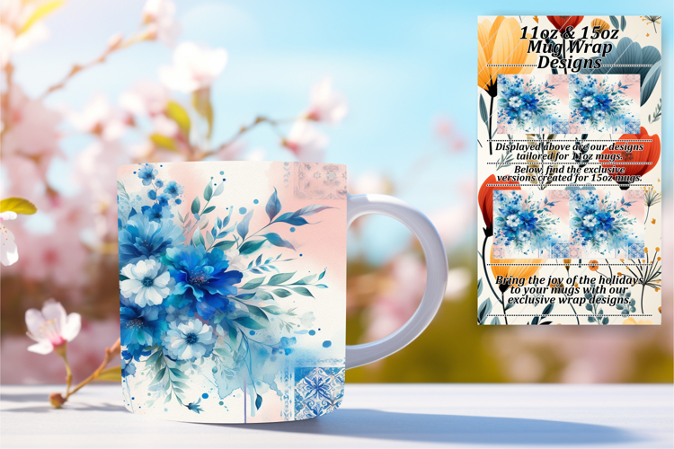 Trendy 11oz Mug Wrap Png Design , Watercolor Patter