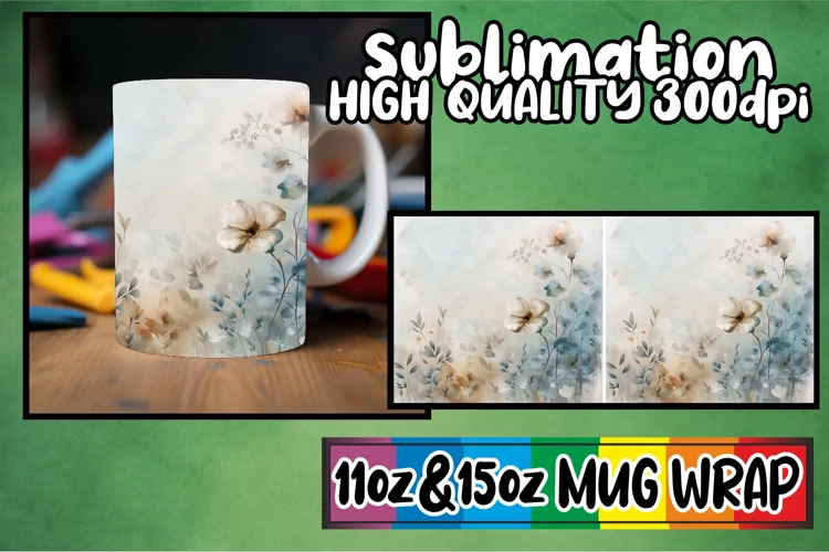 Springtime Abstract Wildflowers Mug Wrap 11oz 15oz Sublimati