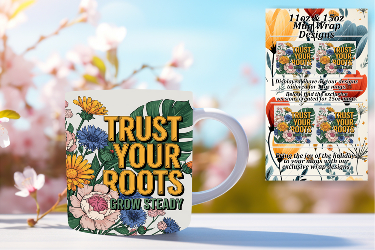 FRESH PNG for 11oz Mug Wrap , Flower Quote