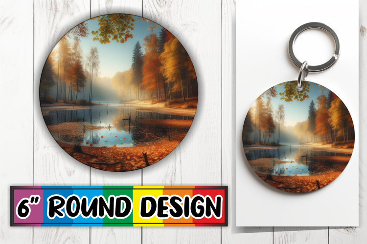 Sublimation Circle Ornaments PNG, Autumn