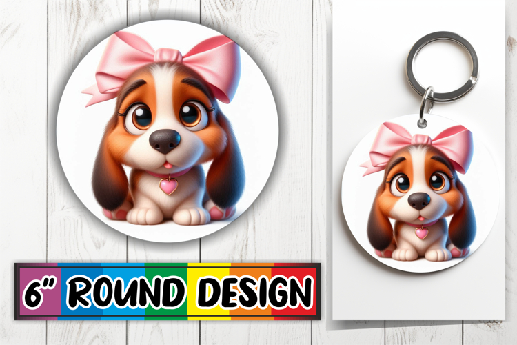 Cozy Circle Car Coaster Sublimation, 3D Dog