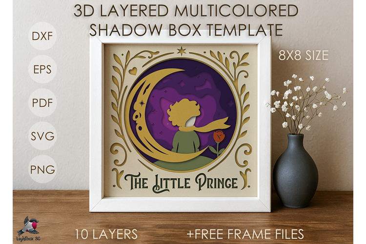 3D Little Prince Fairytale Shadow box SVG Papercut template