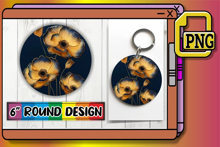 Vibrant Blossom Rounds: Sublimation Keychain & Coaster