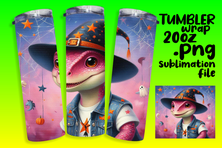 CHIC 20oz Tumbler Template for DIY , Halloween Dino