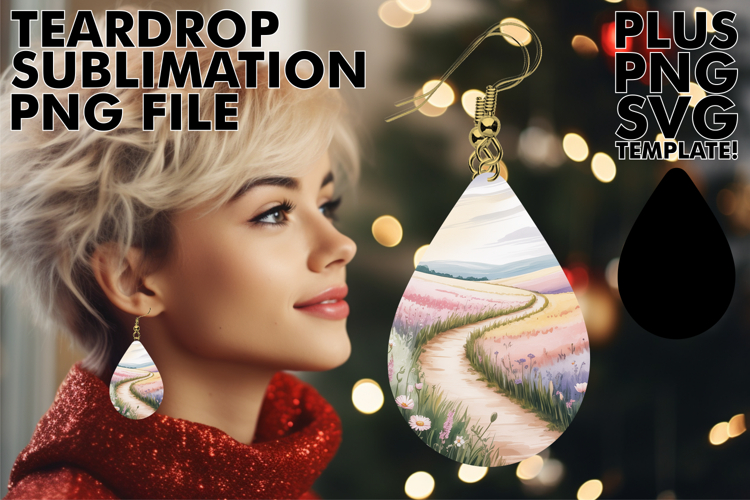 Whimsical Teardrop Earrings PNG, Spring