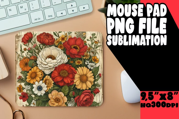Vintage Blossom Sublimation Mouse Pad Print