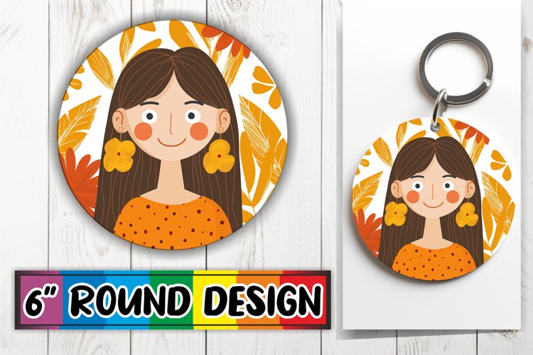 Beautiful Watercolor Round Design with Woman PNG