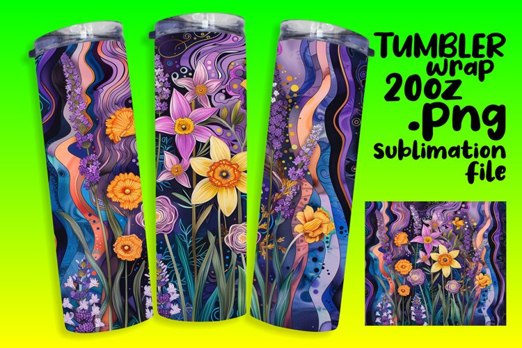 Abstract Embroidered Tumbler Sleeve Design example image 1