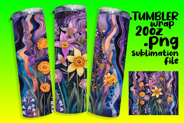 Abstract Embroidered Tumbler Sleeve Design