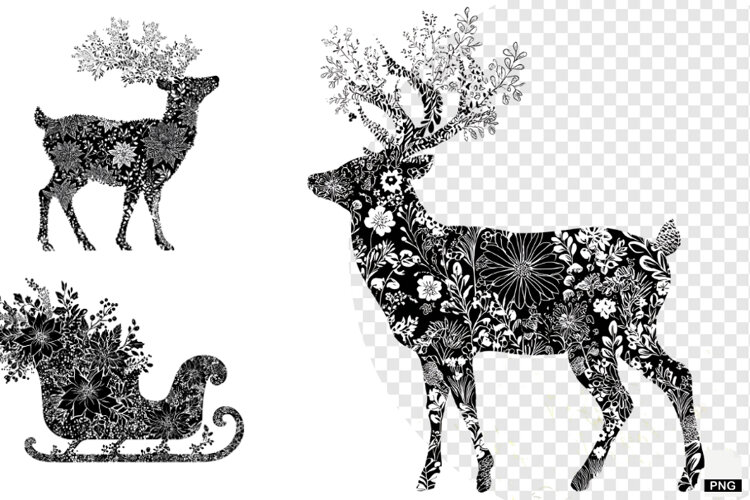 Chinoiserie Christmas Silhouette Clipart example image 1