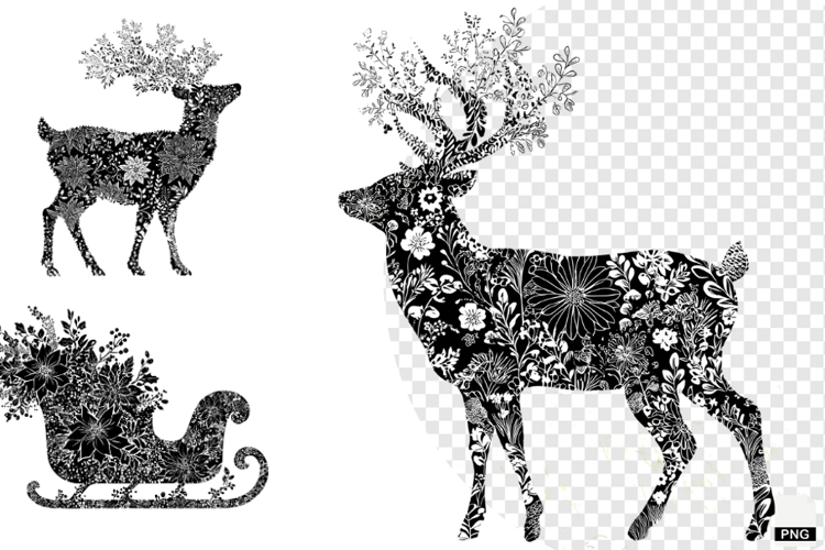 Chinoiserie Christmas Silhouette Clipart