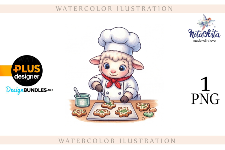 Christmas Sheep in Watercolor Style