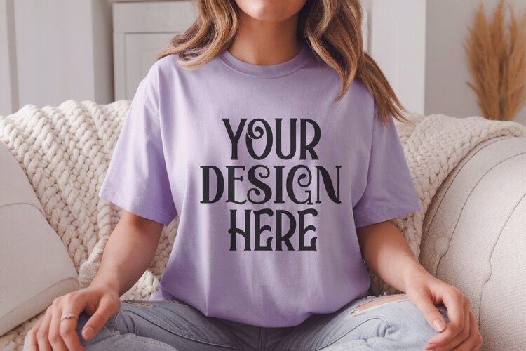 Violet Comfort Colors 1717 T-shirt Mockups,1717 Mockups example image 1