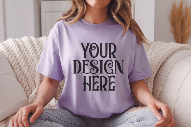 Violet Comfort Colors 1717 T-shirt Mockups,1717 Mockups