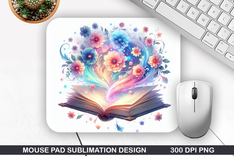 Book Flower Mouse Pad Sublimation, Animals Mouse Pad PNG