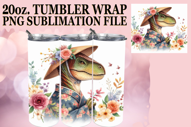 Dreamy escapes 20oz tumbler wrap, Dino