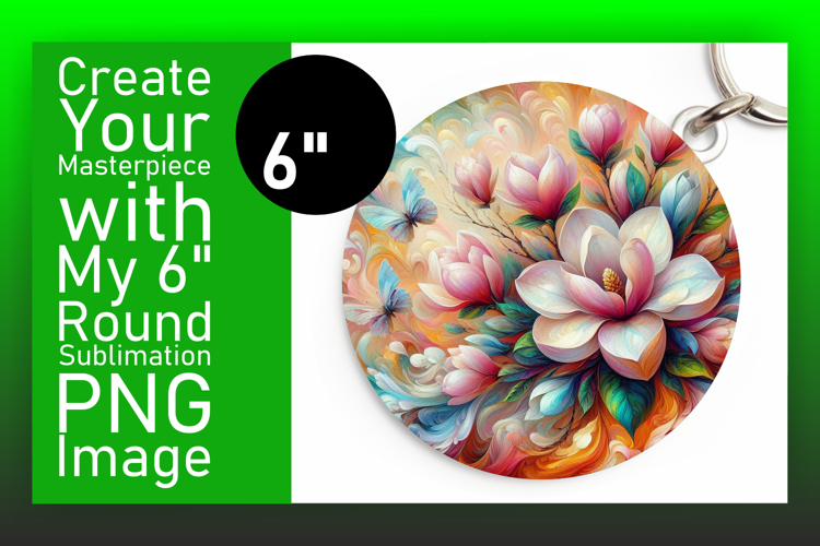Chic Keychain Circle Design Template , Flowers
