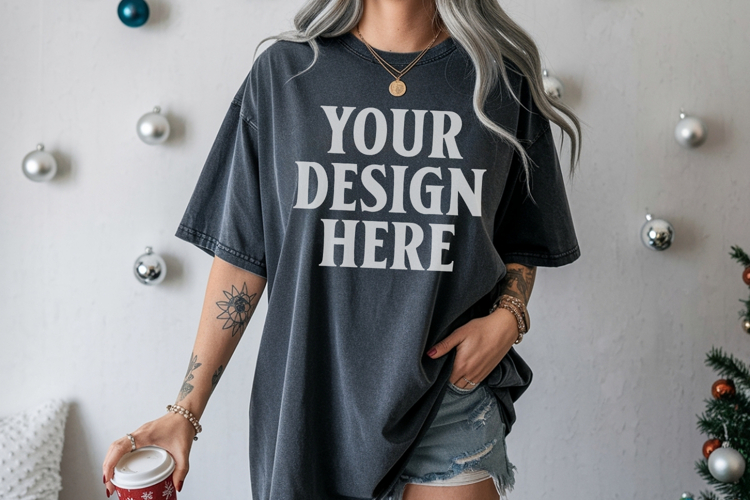 Pepper Christmas Comfort Colors 1717 TShirt Mockup, CC 1717 example image 1