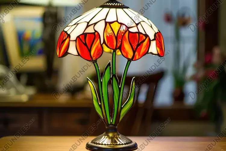 Tiffany Tulip Table Lamp Background Wallpaper