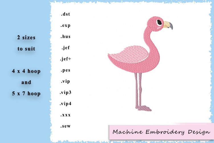 Pink Flamingo Machine Embroidery Design example image 1